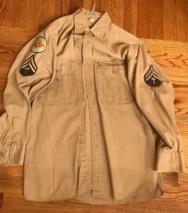 Vintage WWII Army Officer's Regulation Khaki Shirt w Tags + SGT. PEPPER’S PATCH - Picture 1 of 12