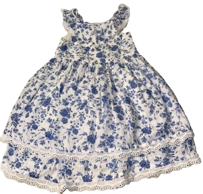 PIPPA & JULIE Dress Blue & White Floral Layered Spring Easter 3T Sleeveless - Image 1 of 4