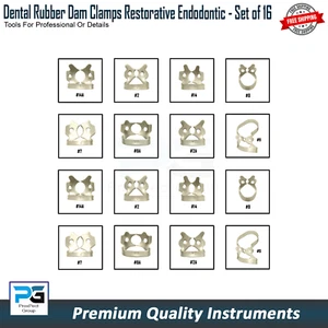Set Of 16 Rubber Dam Clamp Handle Dentist Dental Restorative German Steel CE - Picture 1 of 9