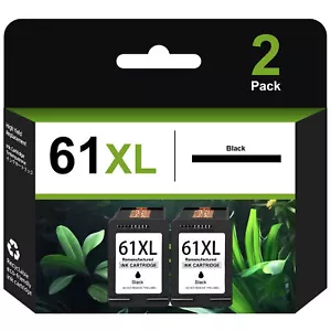2Pc 61XL Black Ink Cartridge replacement for HP 61 ENVY 4500 4501 5530 5531 5535 - Picture 1 of 6