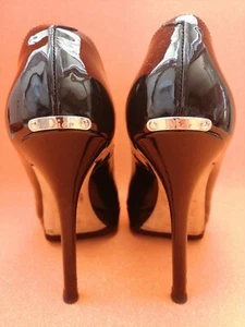 DIOR black Patent Leather open peep Toe Heels Pumps Platform Shoes / FR 38 - Picture 1 of 22