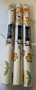 Vintage Carlan MCM Shelf Paper Self Adhesive Vinyl Floral Retro 3 Rolls New - Picture 1 of 7