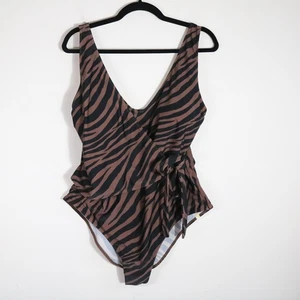 Maillot de bain une pièce Summersalt The Perfect Wrap femme 18 marron zèbre wrap cravate - Photo 1/7