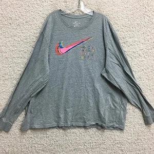 The Nike Tee Shirt 4XL Adult Tall Gray Just Do It Big Swoosh Long Sleeve Mens - Picture 1 of 10