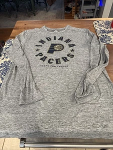 CAMISA MANGA LARGA HOMBRE NBA FANATICS INDIANA PACERS AROS PARA TROPAS XL GRIS NUEVA - Imagen 1 de 5