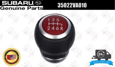 Subaru Genuine WRX STI RED Stitched Leather Gear Shift Knob 35022VA010 OEM - Image 1 of 4