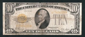 RARE 1928 $10 GOLD NOTE! NO PINHOLES - Picture 1 of 2
