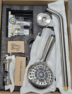 SR SUN RISE 12" Round Rain Shower System Slide Bar Handheld 6-Spray Combo Chrome - Picture 1 of 10