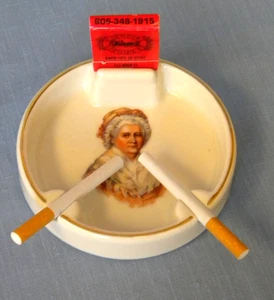 Ashtray Ceramic Vintage with Pioneer Woman Portrait Match book Holder Ash Tray - Picture 1 of 4