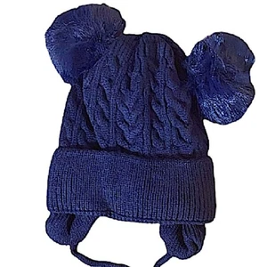 Wintermütze mit Ohrenklappen für Baby neu dickes Warmfutter Totenkopf Mütze Zopfmuster - Bild 1 von 2