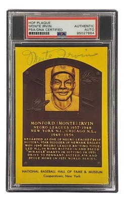 Monte Irvin Signed 4x6 New York Giants HOF Plaque Card PSA/DNA 85027864 - Image 1 of 3