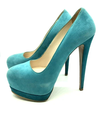 Zapatos de salón Prada azul turquesa tacones de aguja plataforma punta redonda UE 37 Foto 1 de 4