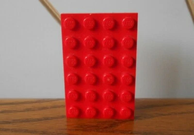 RED PLATE 6x4, 4x6 brick, part, spare x1 LEGO genuine Vintage town Legoland 3032 - Image 1 of 2