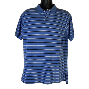 Ralph Lauren Polo Shirt Men's Lg Blue White Black Stripe Pony Outdoor Rugby READ - Picture 1 of 15