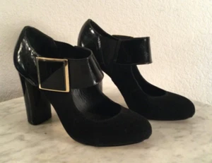 TORY BURCH Black Suede & Patent Leather Pump. US Wm Sz 9 M. Made In Brazil. - Picture 1 of 18