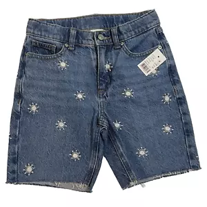 PacSun Youth Girls Denim Shorts Sun Embroidery Medium Indi 100% Cotton Size 7 - Picture 1 of 8