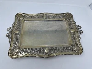 Bandeja de plata alemana 800 - Plato de té para servir corona estampada - 33 onzas - Imagen 1 de 12