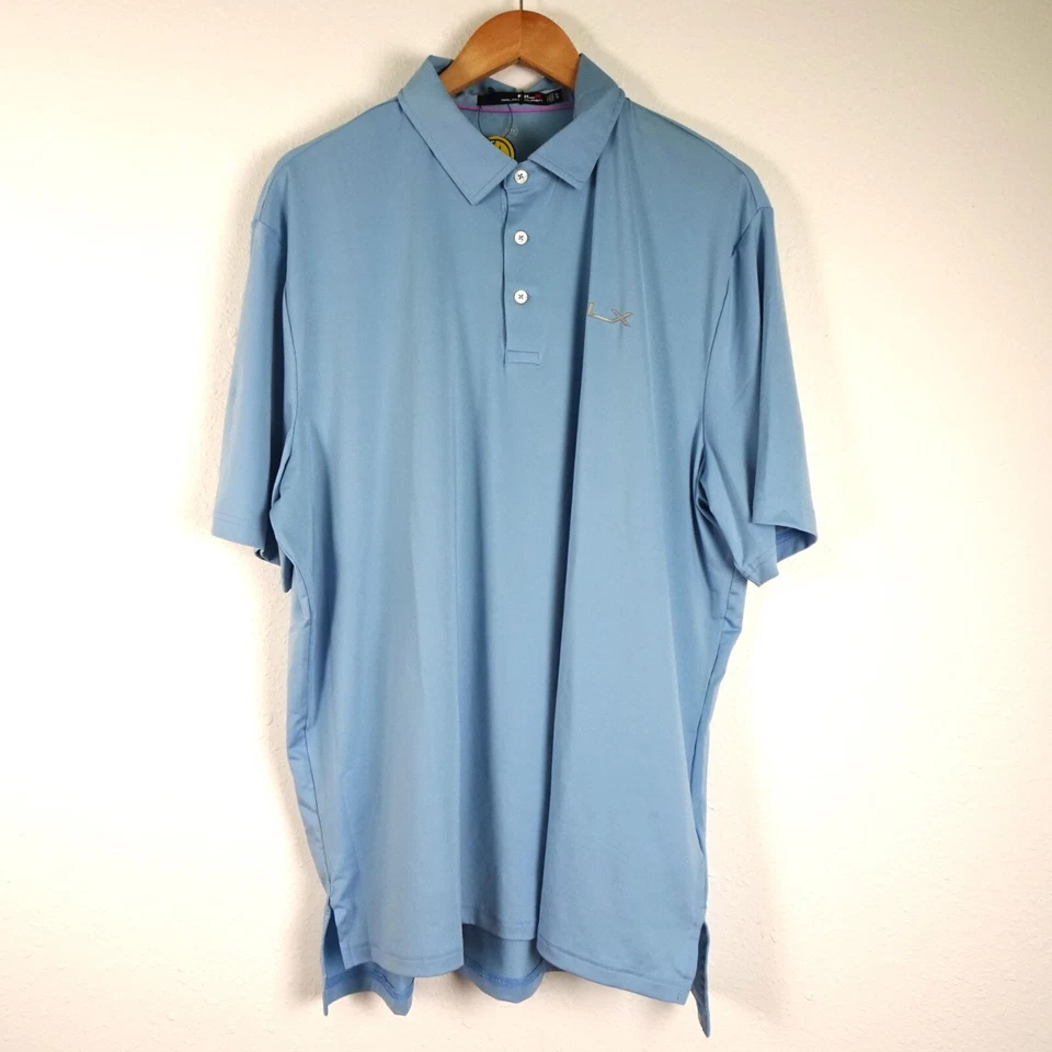 RLX RALPH LAUREN GOLF MEN'S BLUE XL WICKING SHORT SLEEVE POLO SHIRT -