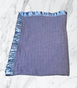 Polyesterborte Waffelmuster dunkelblau Babydecke 35”x28” Markenlos - Bild 1 von 6