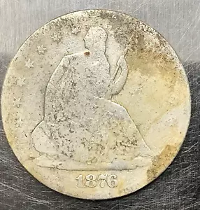 1876-S Silver Seated Liberty Half Dollar - AG Detail Cleaned - Picture 1 of 2