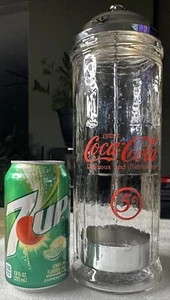 Coca Cola Soda Pop 5 Cent Glass Chrome Pull Up 11" Straw Dispenser Holder - Picture 1 of 5