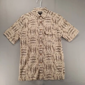 Gander Mountain Shirt Mens S Vented Beige Fish Print Guide Series Fishing - Picture 1 of 9