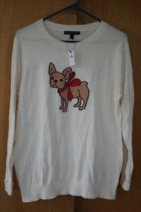 New! Banana Repulic Women's Large Embroidered Chihuahua Long Sleeve Shirt 54023 - Bild 1 von 5