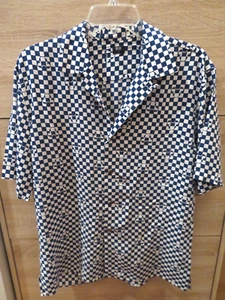 Uniqlo x Disney Mickey Hawaii Camp Hemd Herren Größe S Rayon Navy/Weiß Kariert - Bild 1 von 13