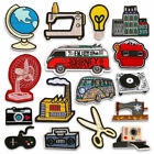 Bus Scissors Globe Embroidery Ironing Patch Ironing Patches Patch Badge