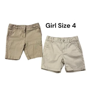 2 Pairs Of Kids Girls School Uniform Shorts Size 4 - Picture 1 of 7