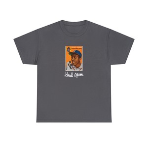 Hank Aaron 1954 Rookie Baseball Card shirt