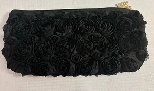 Anna Sui Wristlet kleine Tasche Beutel schwarz Stoff Rosen - Bild 1 von 7