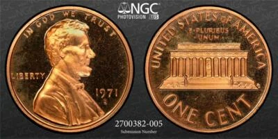 1971 S LINCOLN CENT PROOF 1C PF67 RD ULTRA CAMEO NGC PR67 DCAM UCAM SKU 3081 - Image 1 of 4