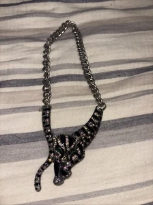 Betsey Johnson All Wrapped Up White Tiger Cat Critter Front Clasp Necklace RARE - Picture 1 of 3
