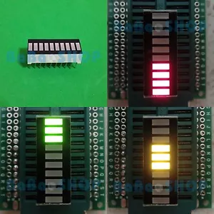 2pcs Tri-Color Fixed 10-Segments LED Bargraph GYR 3Green+3Yellow+4Red - Picture 1 of 3