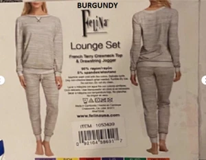 Felina Women’s 2 Piece Lounge Set Pajamas French Terry Joggers(BURGUNDY XXL)NWOT - Picture 1 of 4