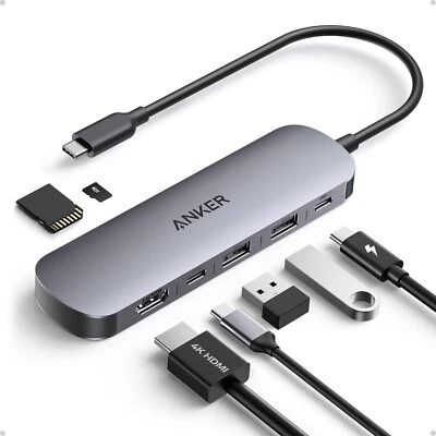 Anker USB C Hub 7-in-1 Multi-Port USB Adapter for Laptops 4K HDMI 100W SD Card - Image 1 of 4