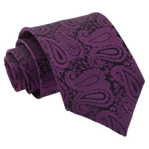 Lila Krawatte gewebt Blumen Paisley Herren klassische Hochzeit Krawatte von DQT - Bild 1 von 1