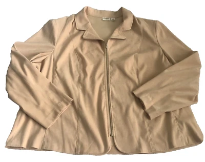 Blazer Cato para mujer talla 22W beige cremallera completa manga larga hombreras nuevo sin etiquetas Foto 1 de 4