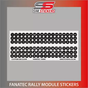 CLEAR/BLACK Fanatec Rally Module 10mm Stickers for Simulator Wheel/Button Box - Picture 1 of 2