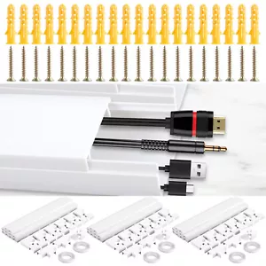 10Pcs Cord Hider 157inch Cable Cover Raceway Kit PVC White Wire NXX - Picture 1 of 13