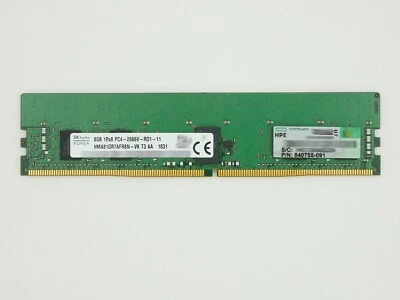 8GB HP Hynix PC4-2666V DDR4 ECC HMA81GR7AFR8N-VK 840755-091 - Image 1 of 2