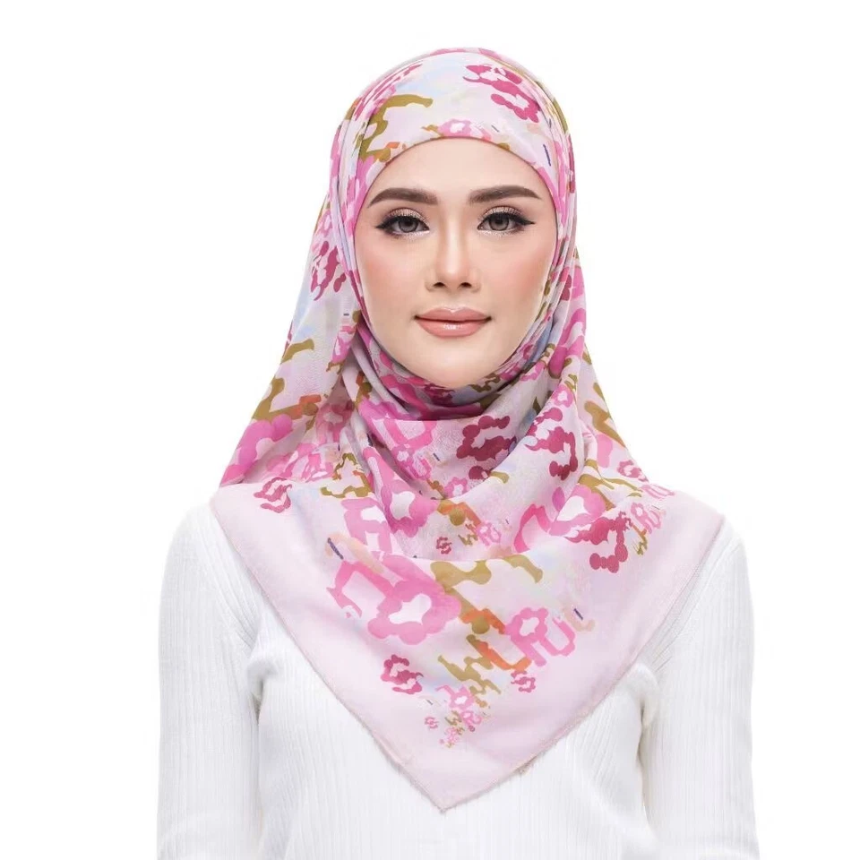 Printed Square Headscarf Shawlpublika Tudung Bawal Malaysia - Image 1 of 4
