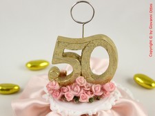 Cake Topper Anniversario Matrimonio 50 anni Nozze d'Oro Statuina Sopra Torta