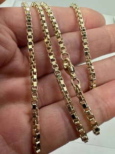 9 kt Gelbgold 2,6 mm schwere 24 Gramm massive Box Gliederkette 16" / 40 cm Kette (G30V) - Bild 1 von 3