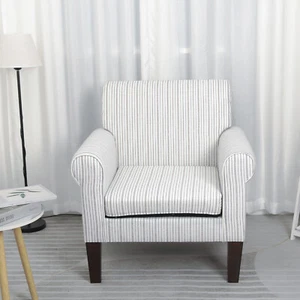 Linen Blend Fabric Armchair Single Sofa Seat Dining Living Room Reception Chair - Picture 1 of 9