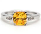 1CT Yellow Sapphire &amp; Topaz 925 Solid Sterling Silve Ring Sz 6 N2-3