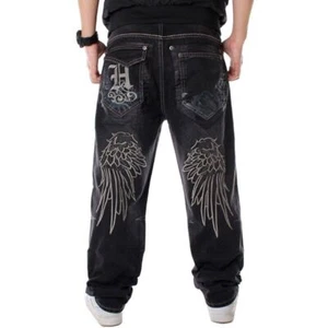 2023 New Street Dance Wide Legs Baggy Jeans Men Embroidery Loose Denim Pants - Picture 1 of 25