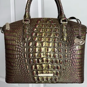 Brahmin Duxbury Satchel Pesto Melbourne Leather Green Purple - Picture 1 of 9