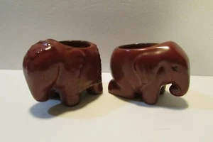 2er Set braune Keramik Partylite Elefantenform Windlicht Teelichthalter - Bild 1 von 7